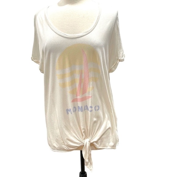 T.la Monaco Sailboat Graphic Tie Front Tee Shirt SZ XL - Picture 1 of 5